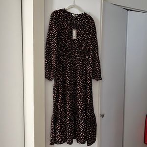 Tucker Juliette Dress. Ebony Dot in Crepe de Chine. Never worn. With Tags